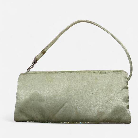 Green And Pink Beaded Shoulder Bag Clutch Monogram M - Picture 4 of 6